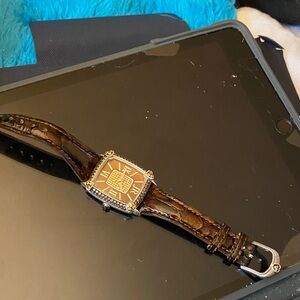 Brown Leather Strap Watch with Square Face